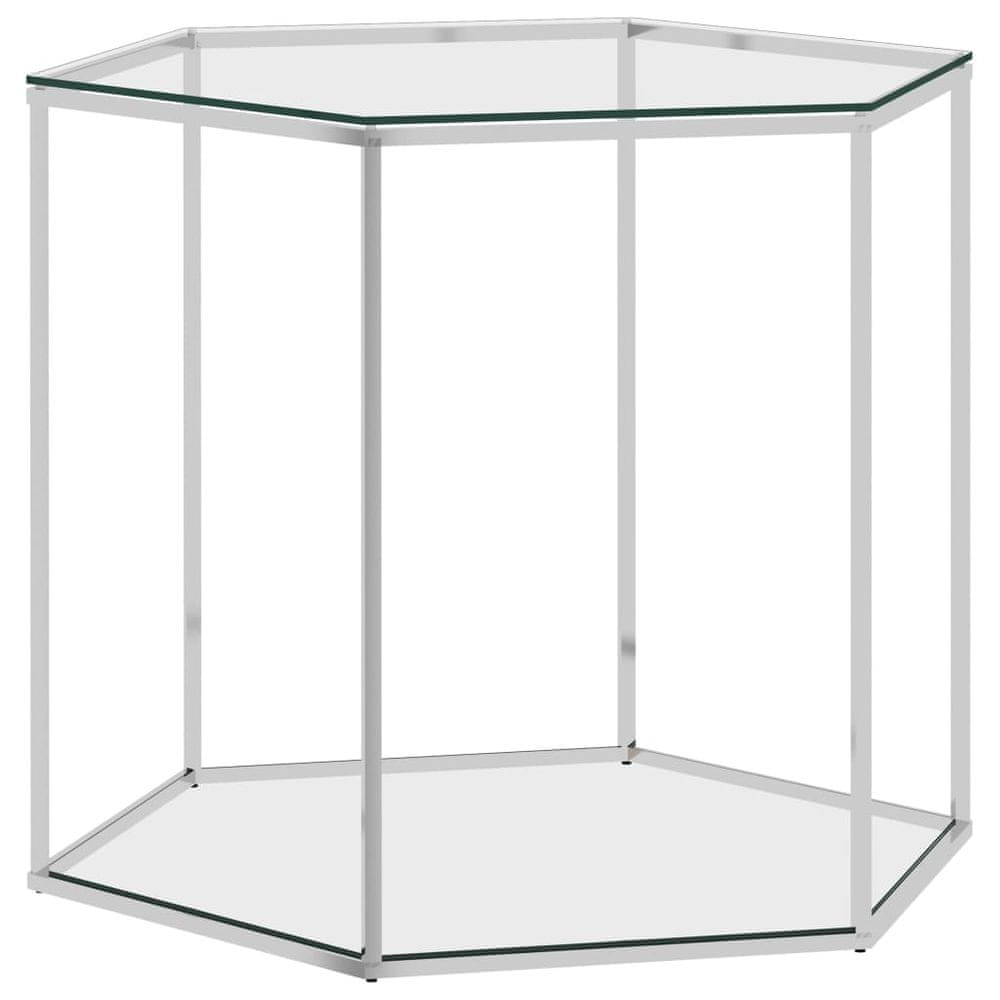 Vidaxl Konferenčný stolík, strieborný, 60x53x50 cm, nerezová oceľ a sklo